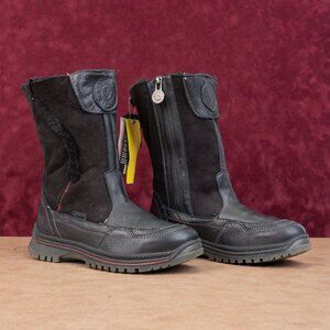 Santana Canada Women Black Leather Zip Luxe Shearling Snow Boots sz 7US EUR38